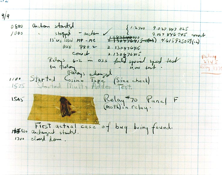 Grace Hopper's log showing a real bug, 1947